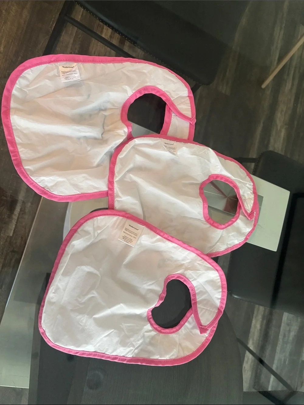 Baby Bib Set with Pink Trim — 3-Piece Decorative Bibs